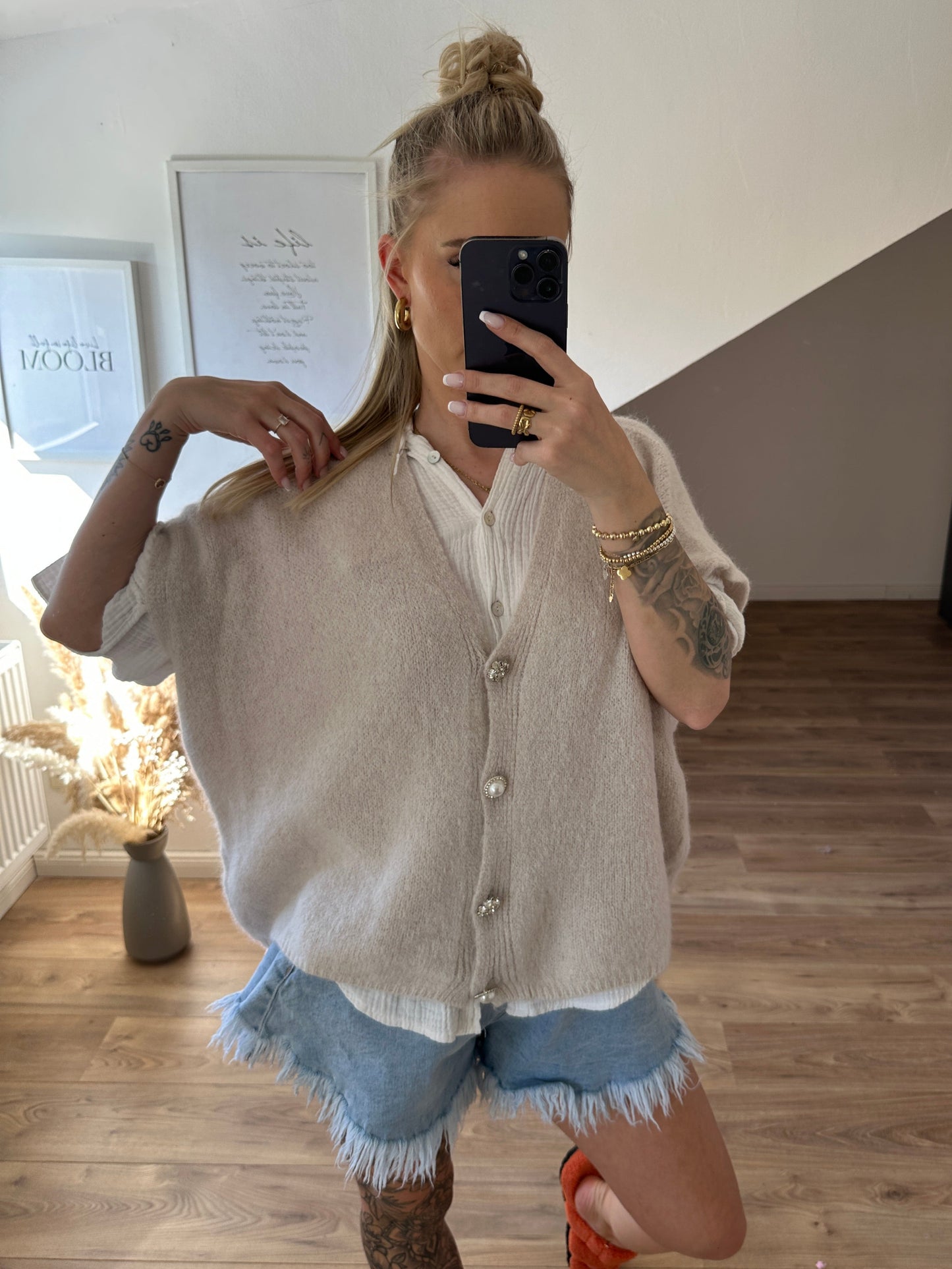 Alpaka Weste mit Glitzer Pink