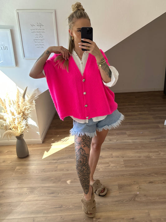 Alpaka Weste mit Glitzer Pink