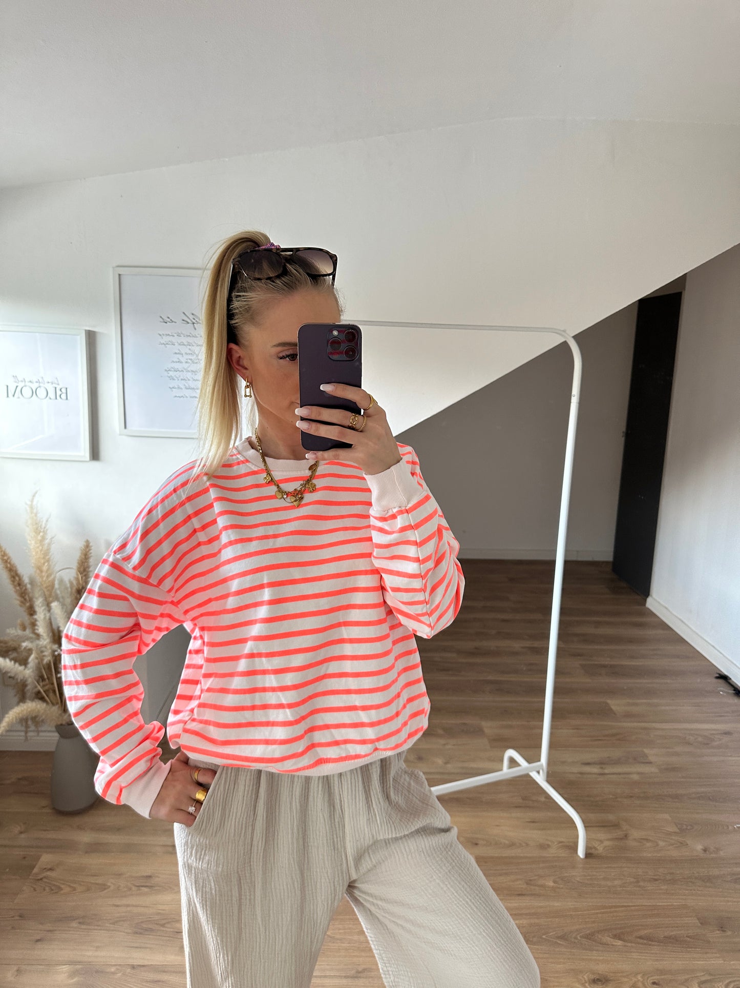 Pullover"Streifi" Pink Weiß
