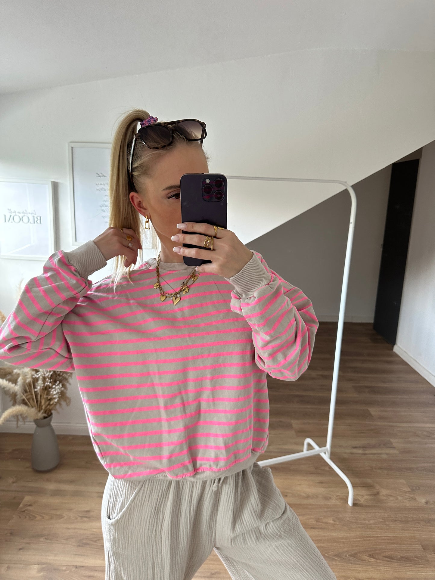 Pullover"Streifi" Beige Pink