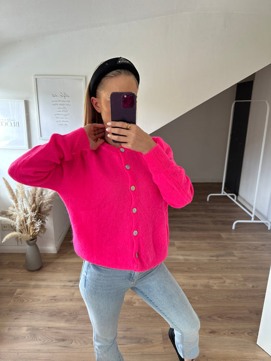 Alpaka Cardigan Neon Pink