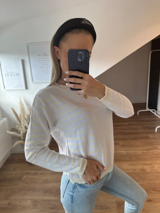 Streifchen Pulli Alva Gelb Weiß