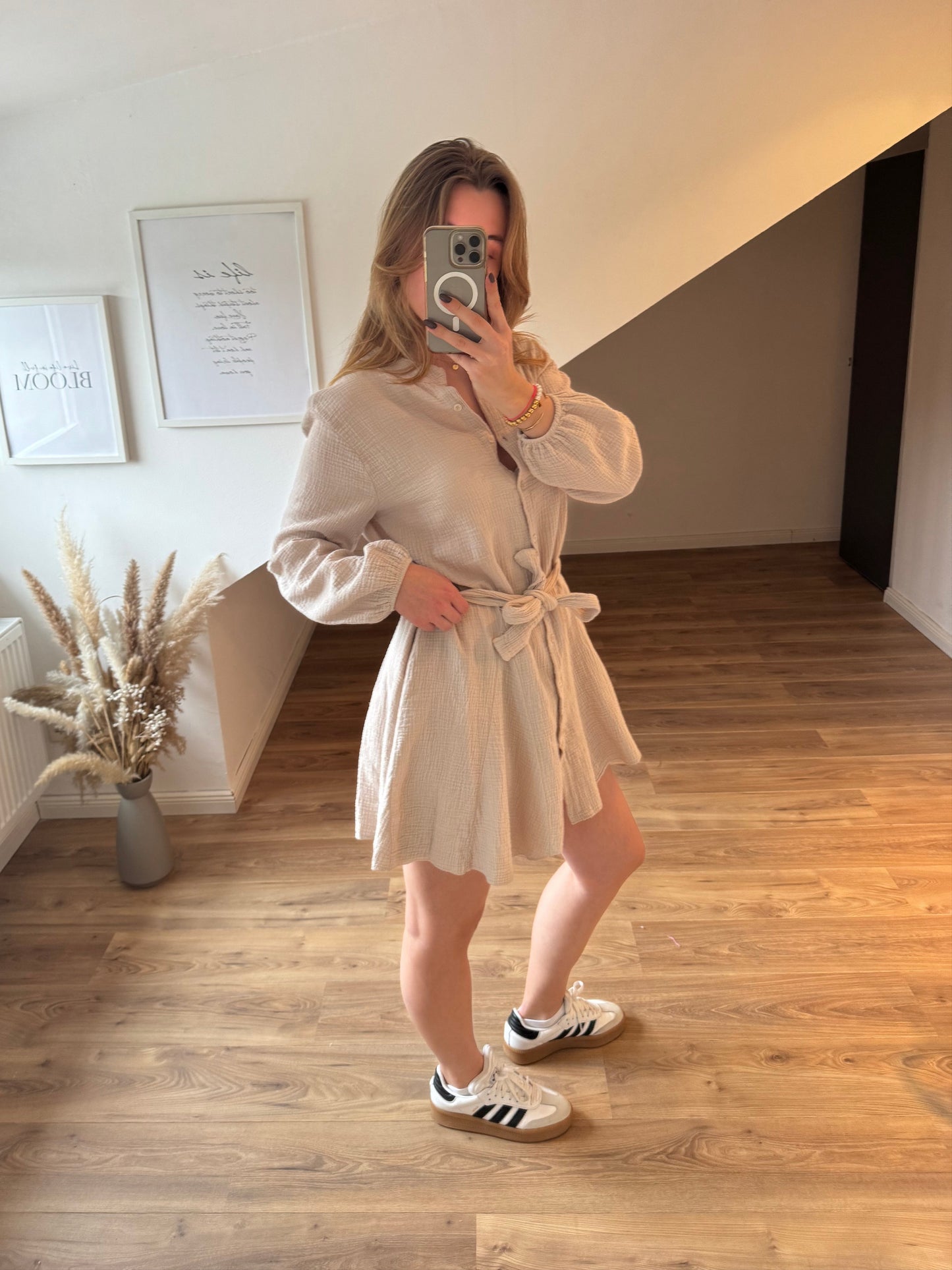 Musselin Kleid mit Schleifchen "Jana" Rosa