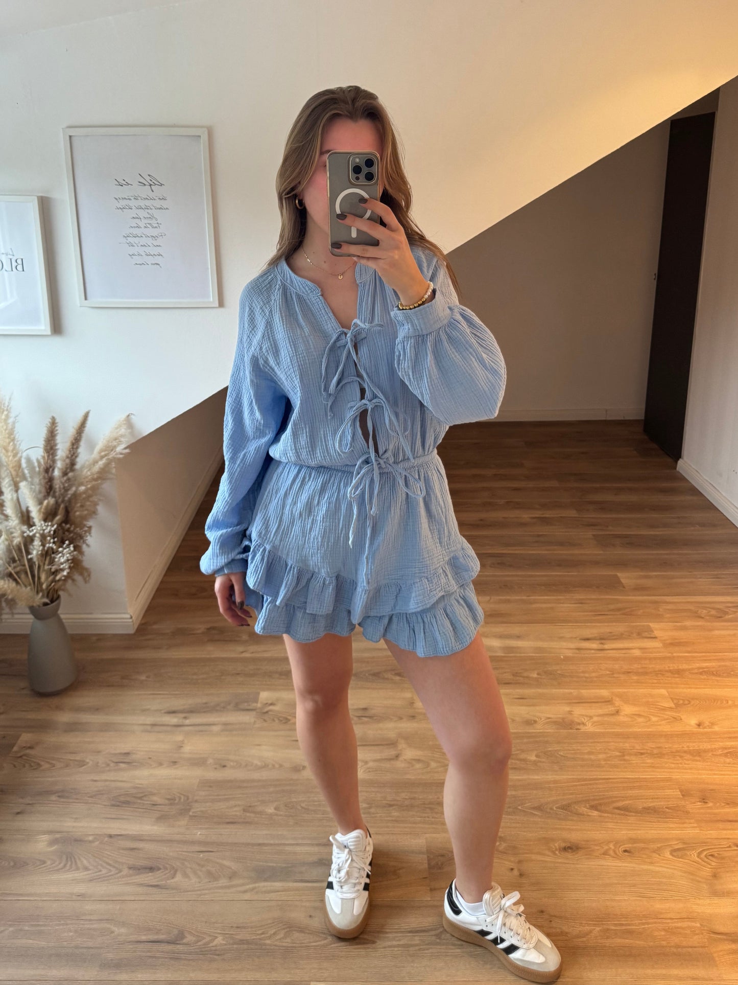 Musselin Jumpsuit mit 3 Schleifchen "Marie" Gelb