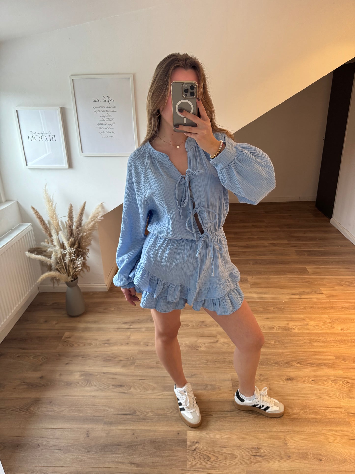 Musselin Jumpsuit mit 3 Schleifchen "Marie" Gelb