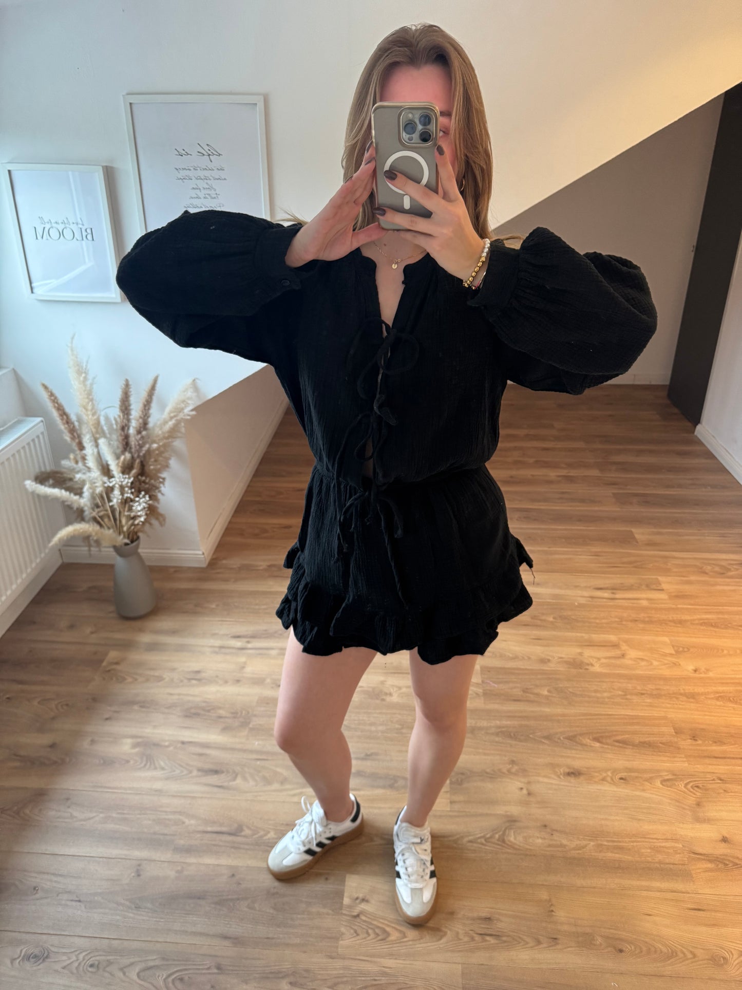 Musselin Jumpsuit mit 3 Schleifchen "Marie" Gelb
