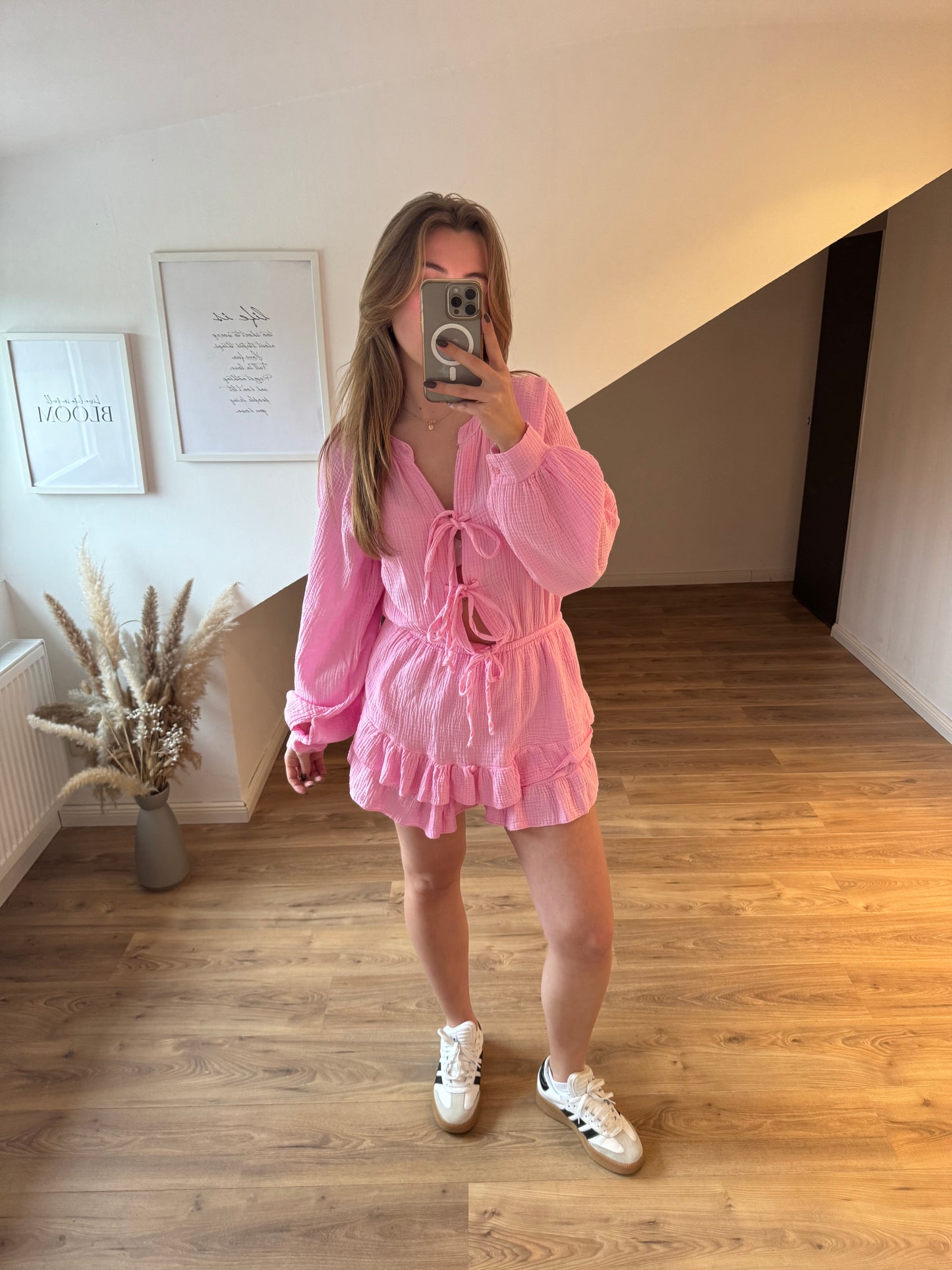 Musselin Jumpsuit mit 3 Schleifchen "Marie" Gelb