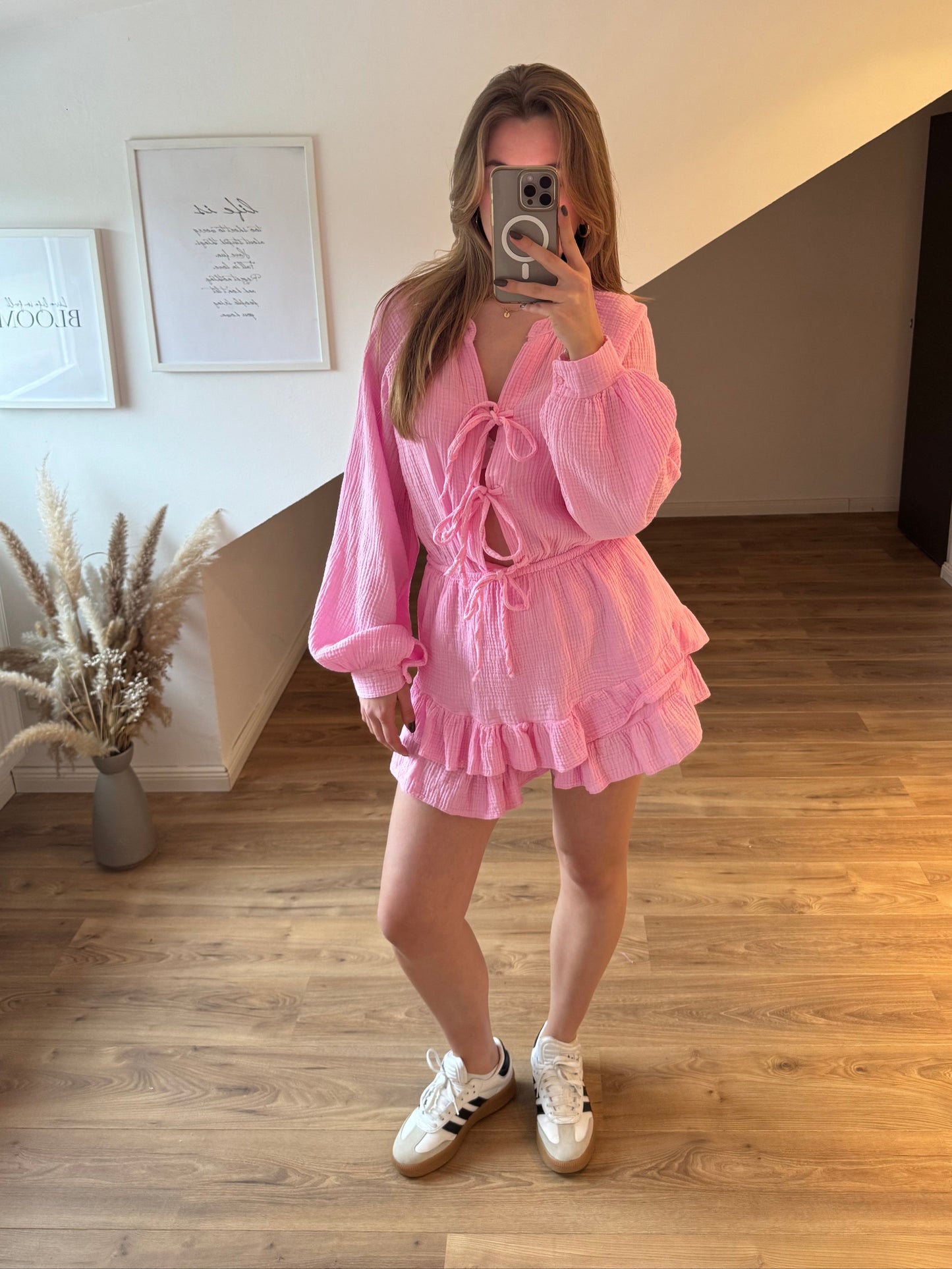 Musselin Jumpsuit mit 3 Schleifchen "Marie" Gelb