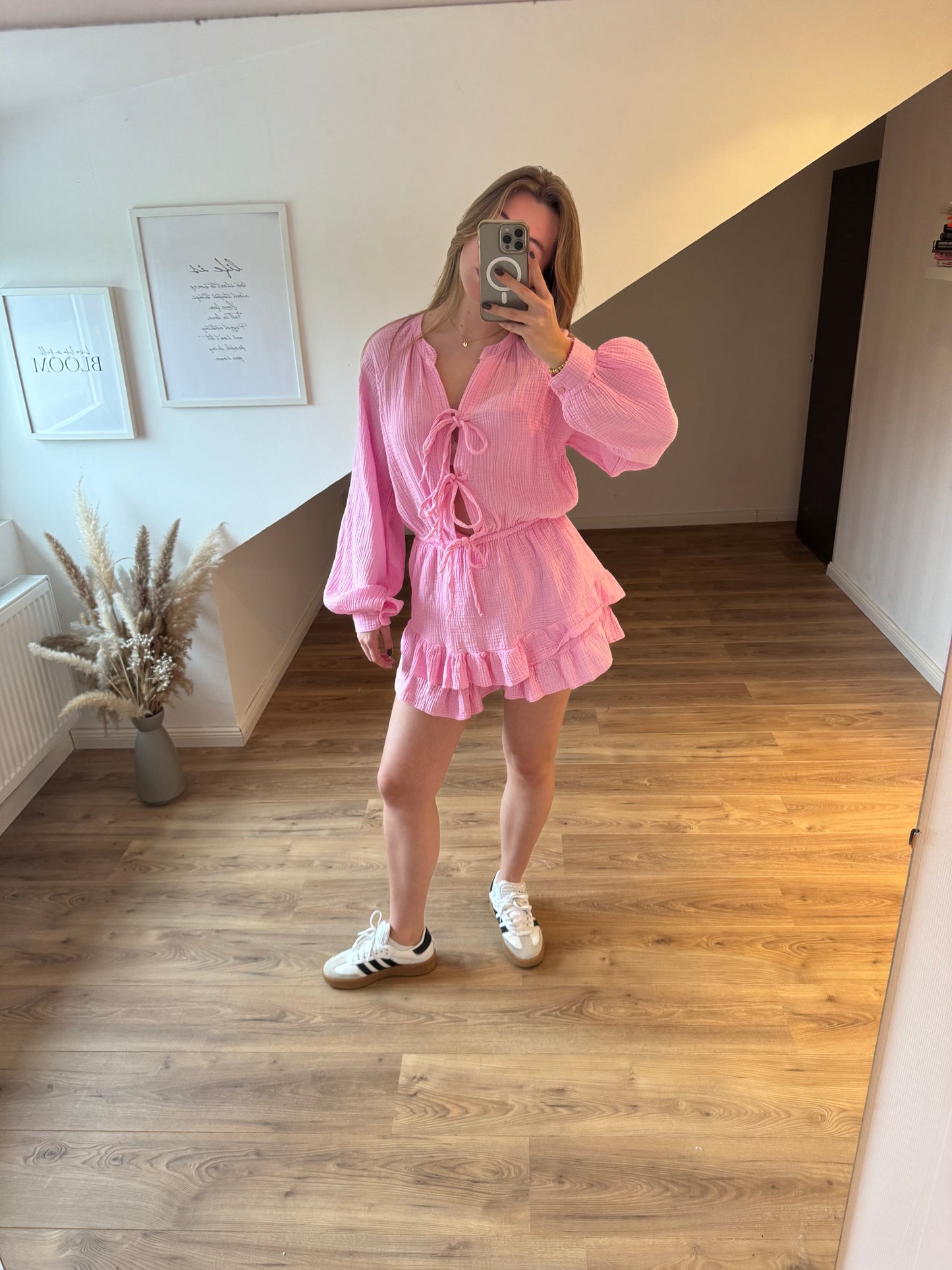 Musselin Jumpsuit mit 3 Schleifchen "Marie" Gelb