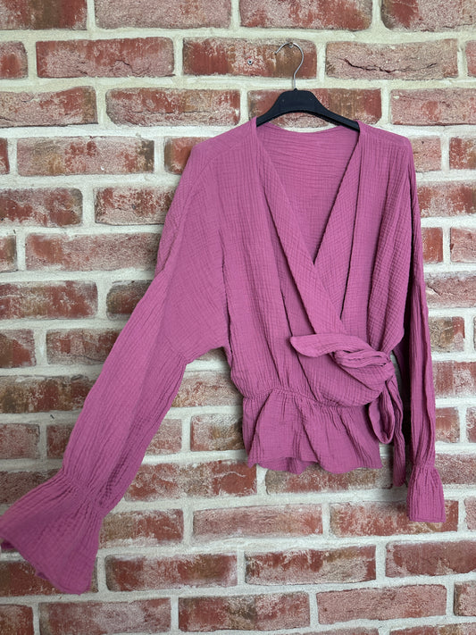 Musselinbluse Lina Himbeere