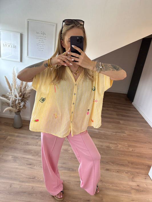 Kurzarm Bluse Beach Gelb