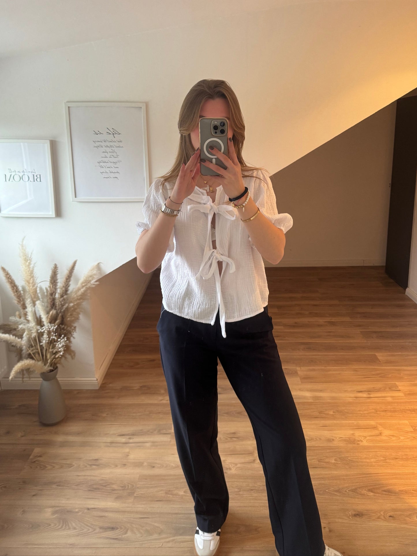 Bluse mit Schleife zum Knoten "Hanni" Beige