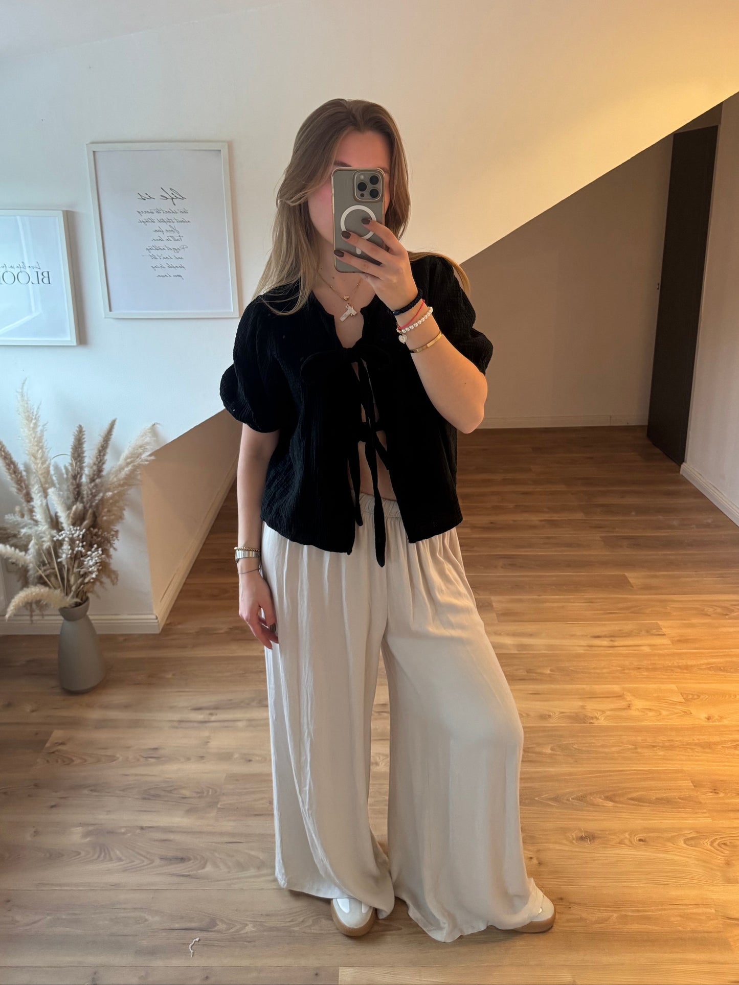 Bluse mit Schleife zum Knoten "Hanni" Beige