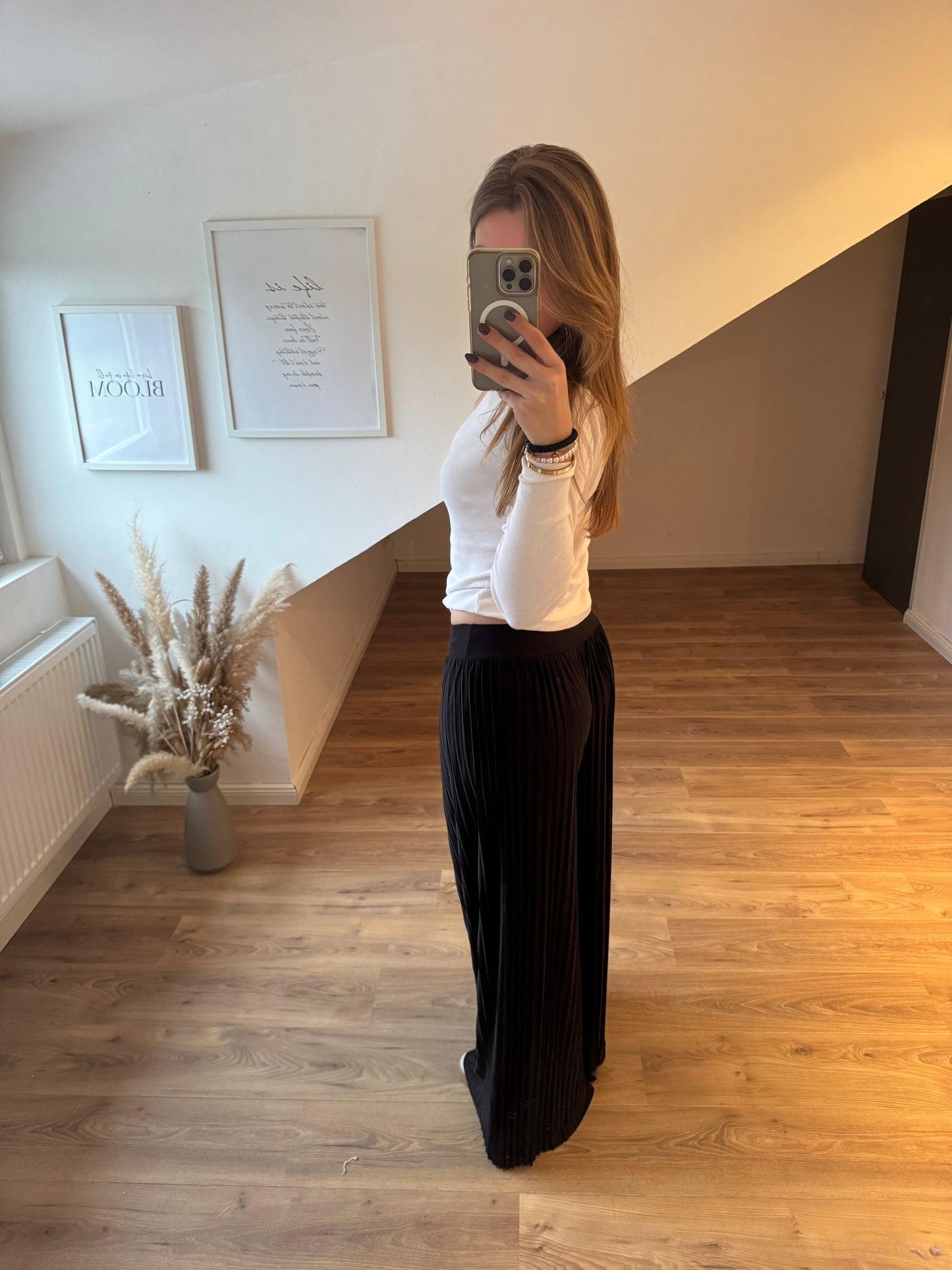 Plissee Hose Beige