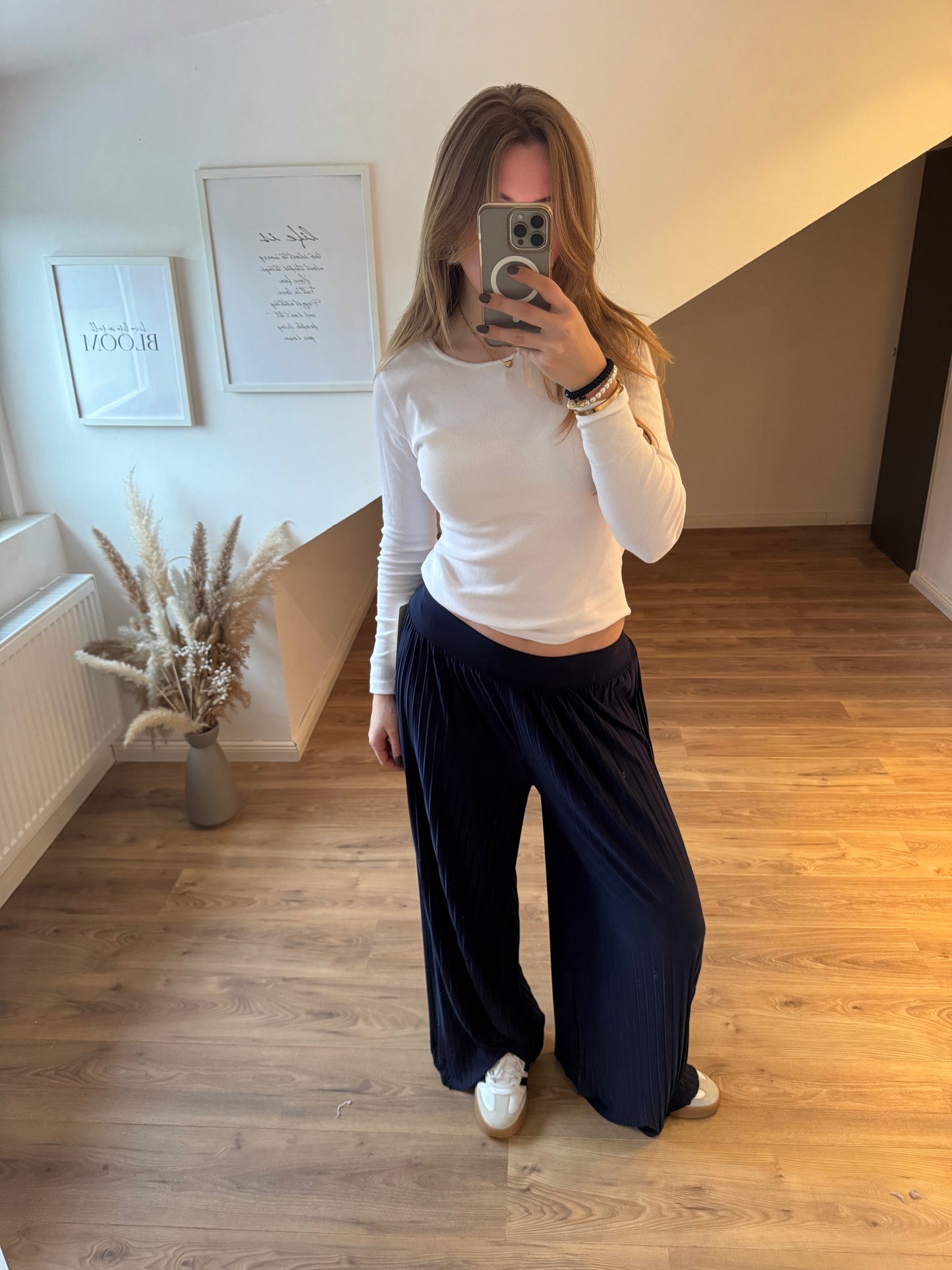 Plissee Hose Beige