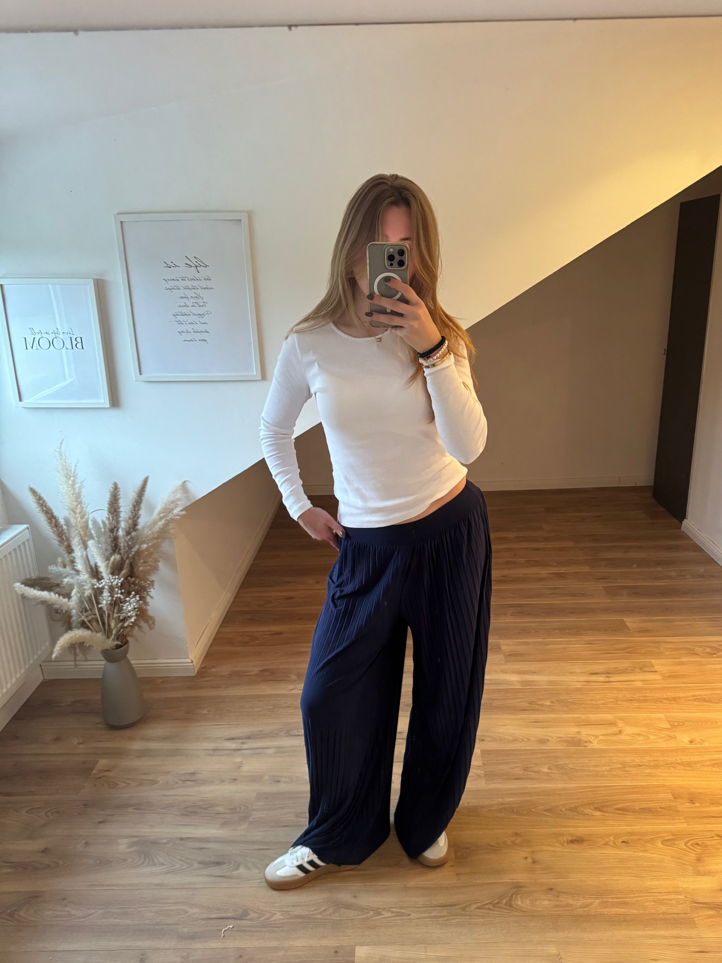 Plissee Hose Beige