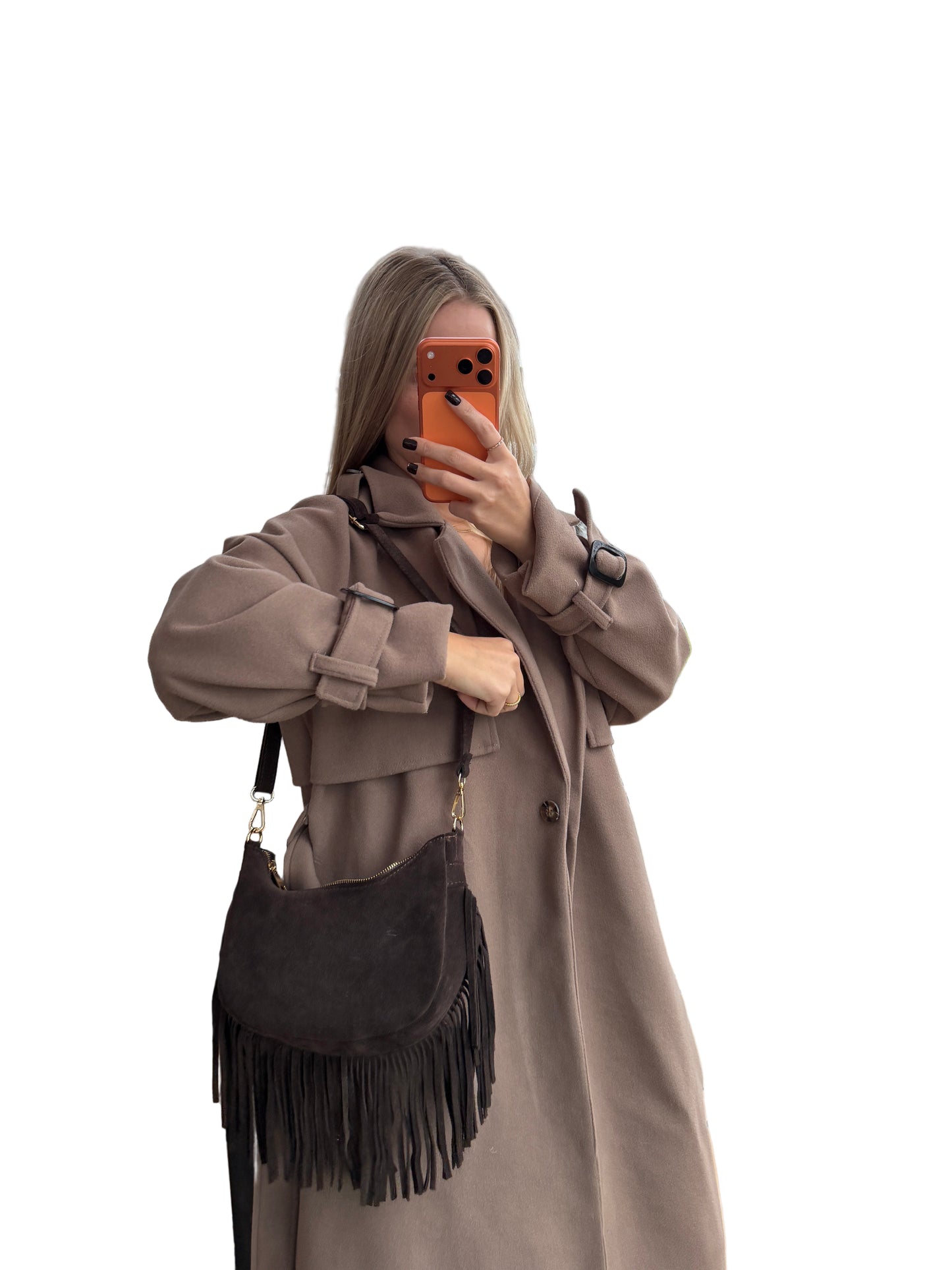 Wildleder Fransen Tasche ”Susu“ Dunkelbraun