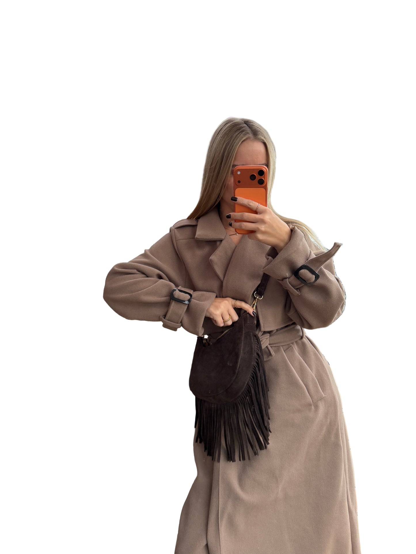 Wildleder Fransen Tasche ”Susu“ Dunkelbraun