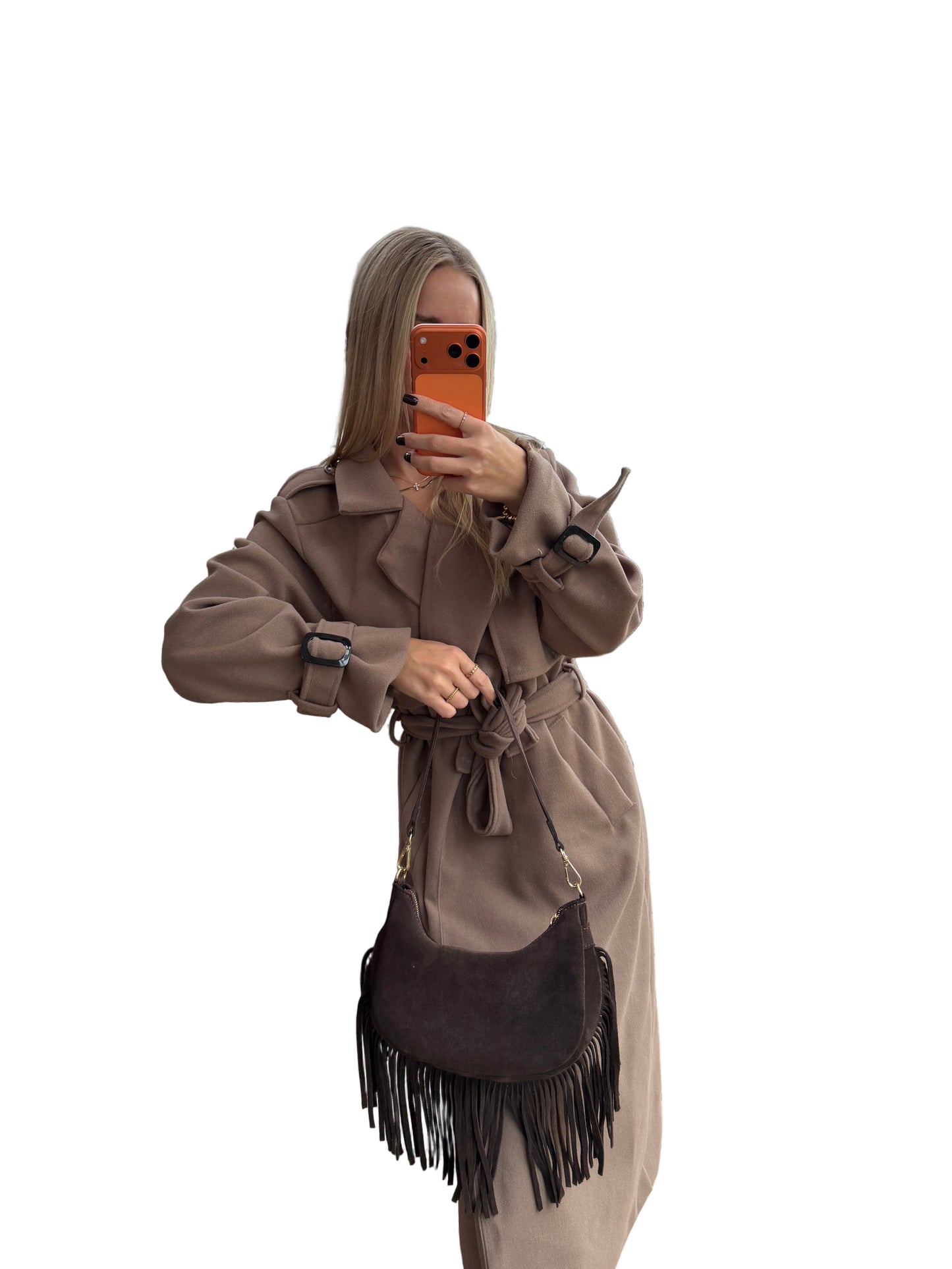 Wildleder Fransen Tasche ”Susu“ Dunkelbraun